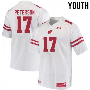 Youth Wisconsin Badgers NCAA #17 Darryl Peterson White Authentic Under Armour Stitched College Football Jersey YW31J81AQ